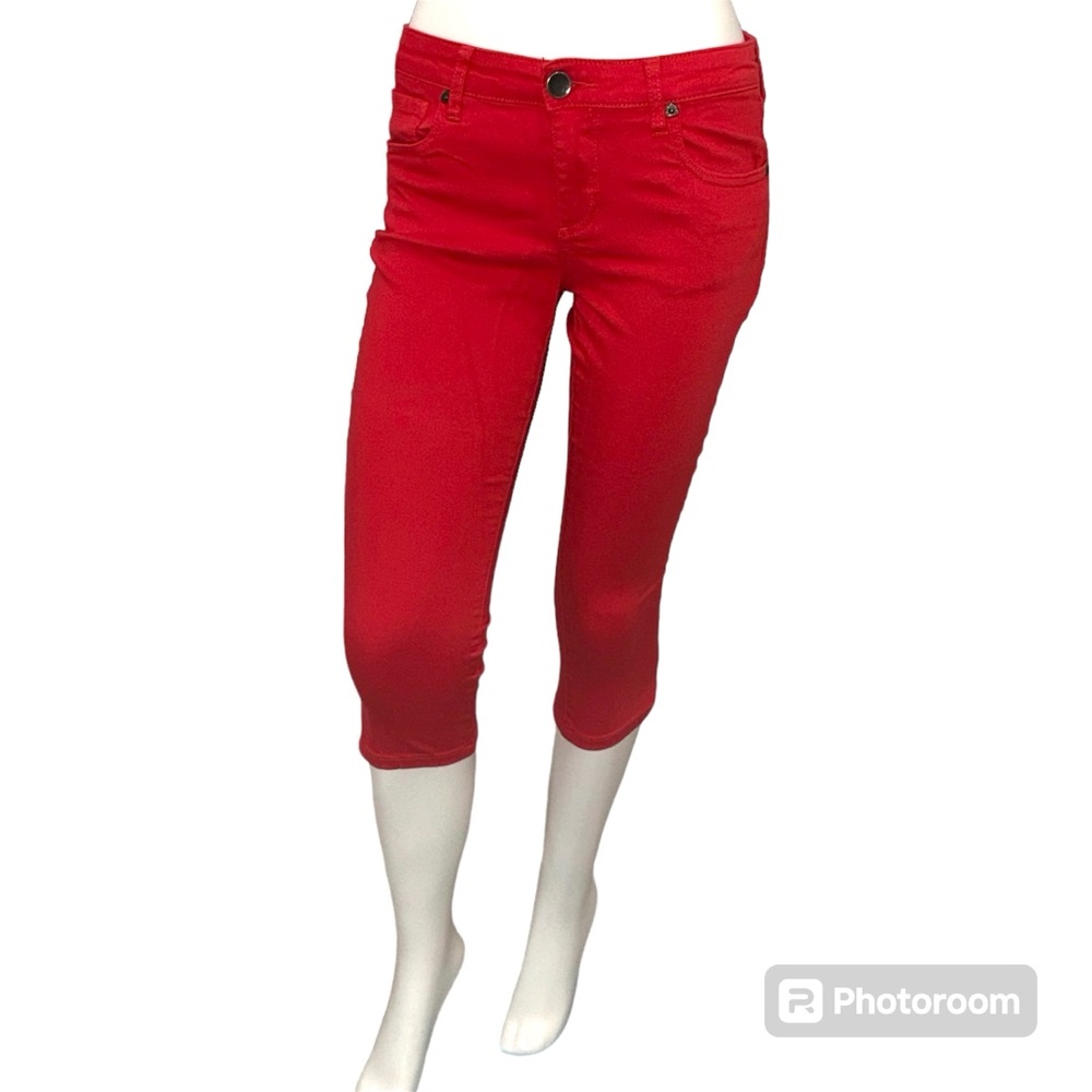Kut From the Kloth Bright Red Crop Skinny Jeans Pants - Size 6P 6 Petite